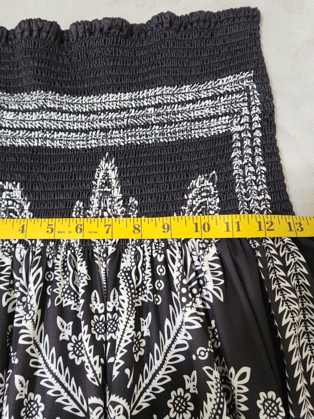 Venus Women’s Boho Strapless Black White Smocked Tube Top Maxi Dress Size 1X - Picture 7 of 10